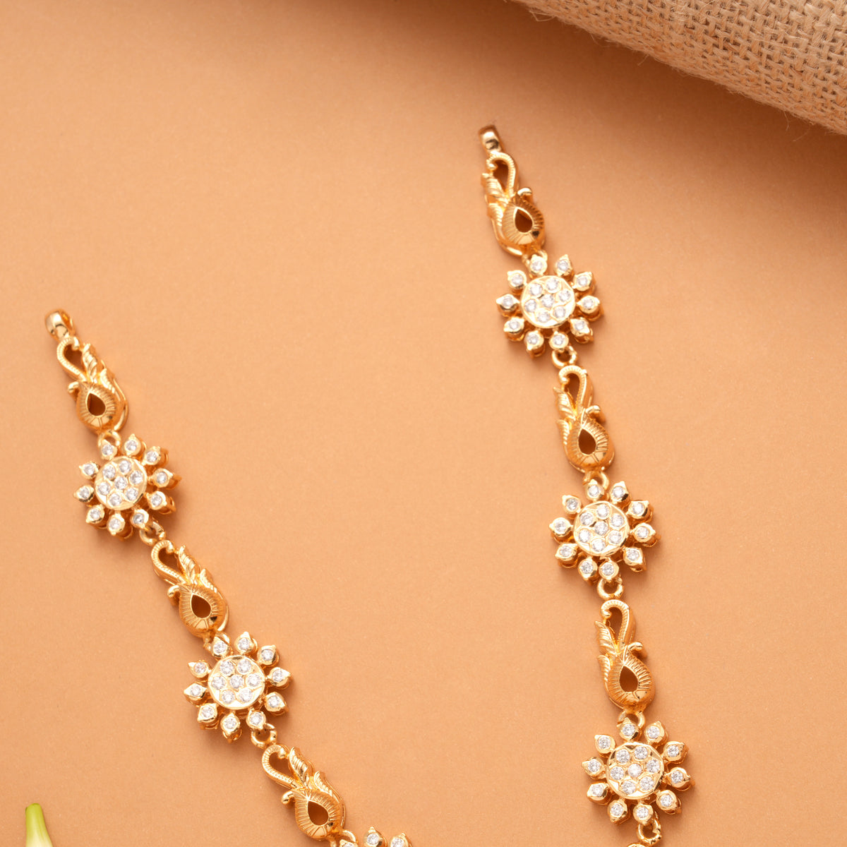 Traditional White Stone Centre Ruby Golden Necklace
