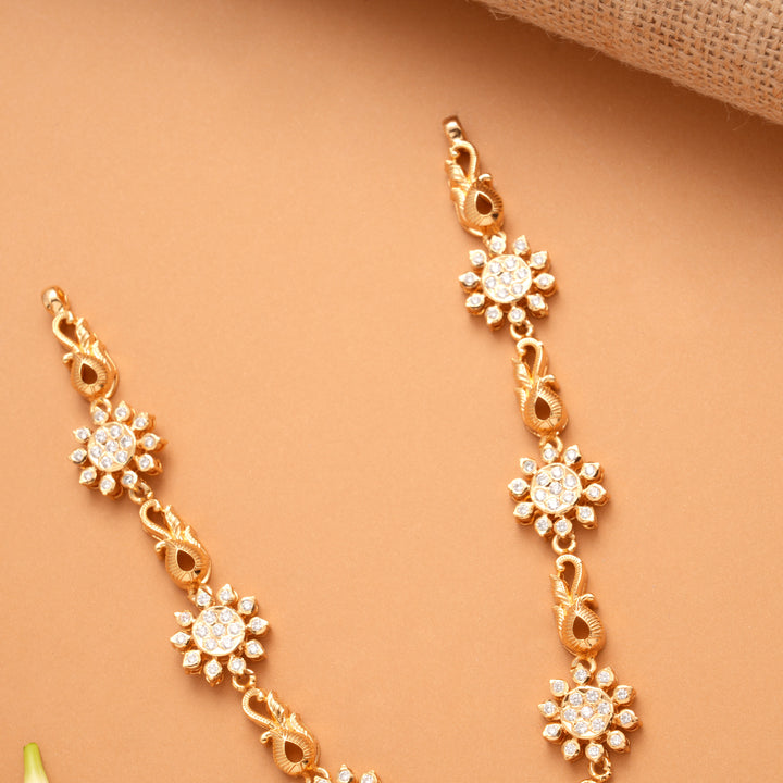 Traditional White Stone Centre Ruby Golden Necklace