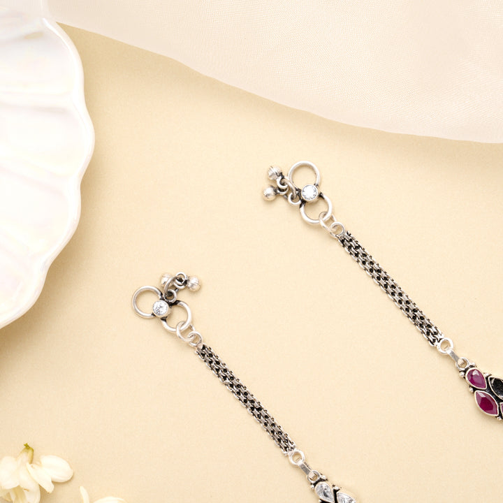 Floral Radiance Silver Anklet