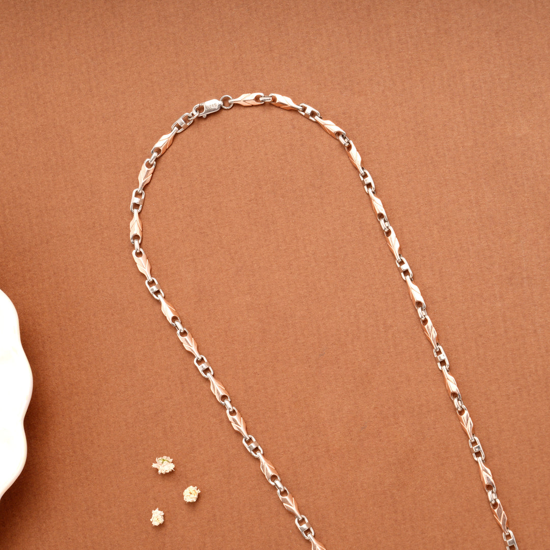 Dual Arrow Link Pattern Silver Men’s Chain