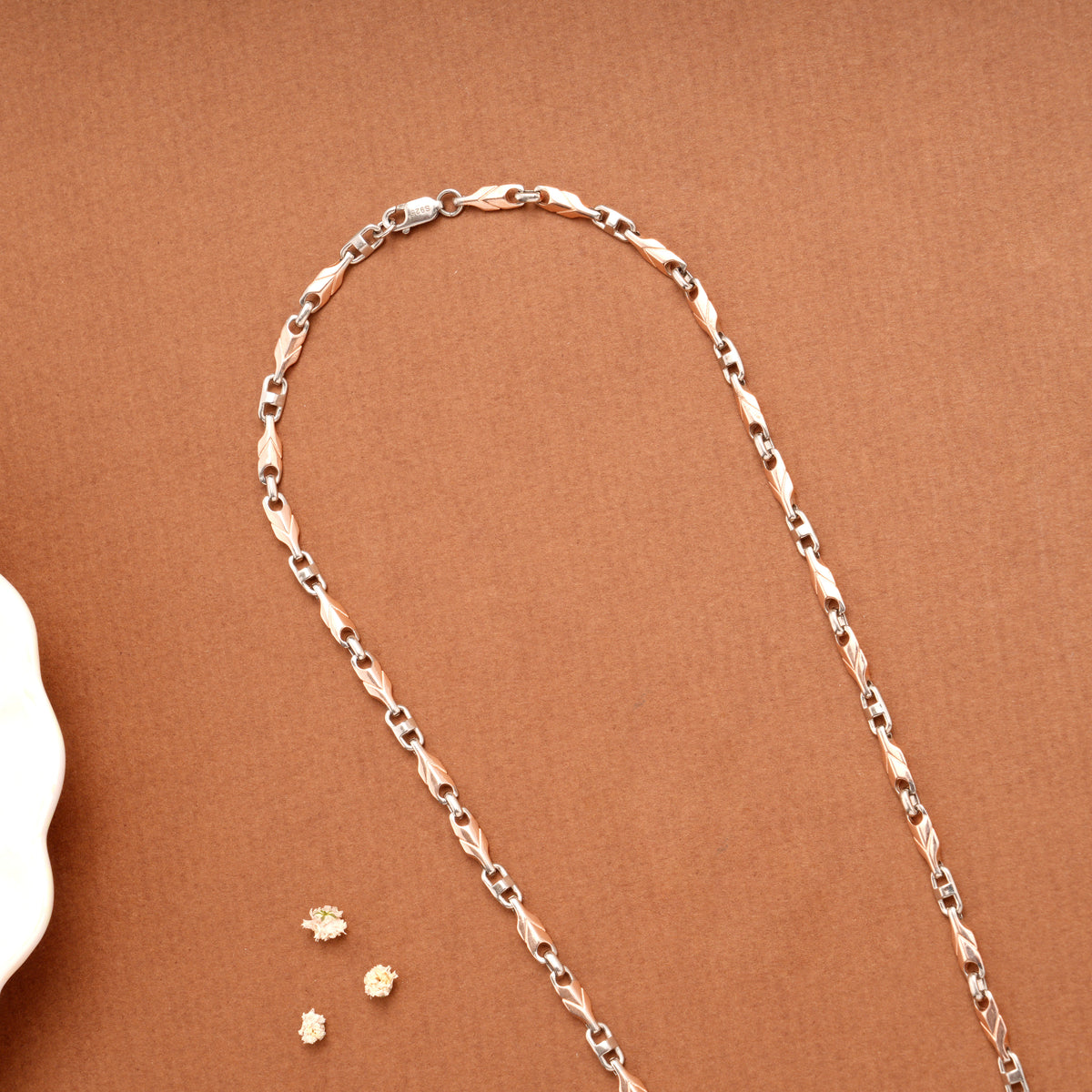 Dual Arrow Link Pattern Silver Men’s Chain