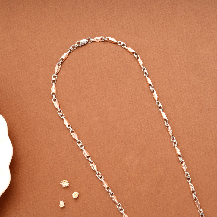 Dual Arrow Link Pattern Silver Men’s Chain