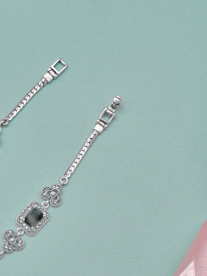 Royal Black Stone Fancy Anklet