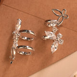 Crystal Butterfly Silver Ear Crawlers Stud