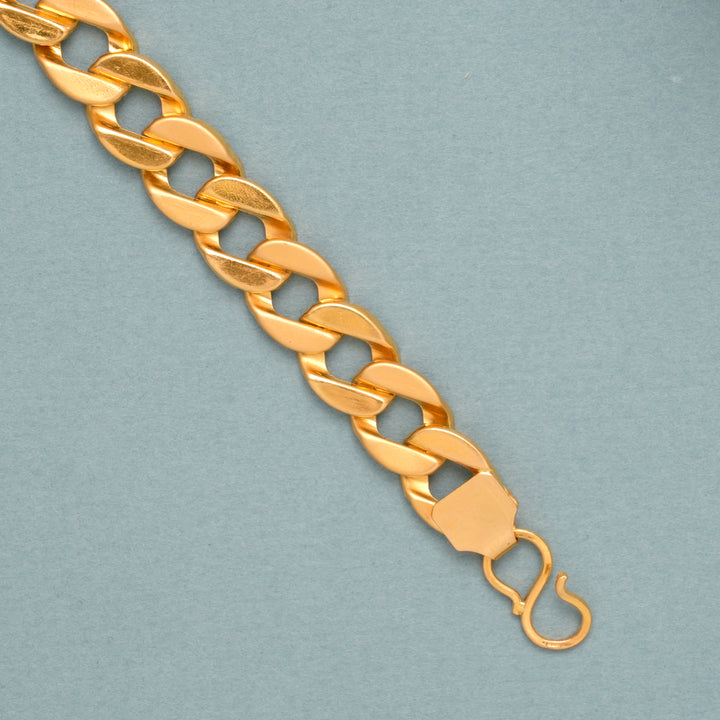 Curb Pattern Gold Bracelet for Men
