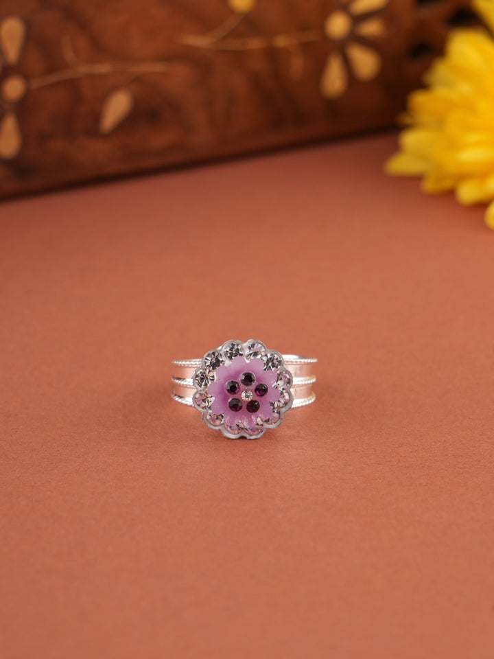 Purple Colour Crystal Fancy Silver Metti