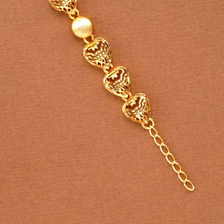 Circle Heart Shape Casting Golden Bracelet