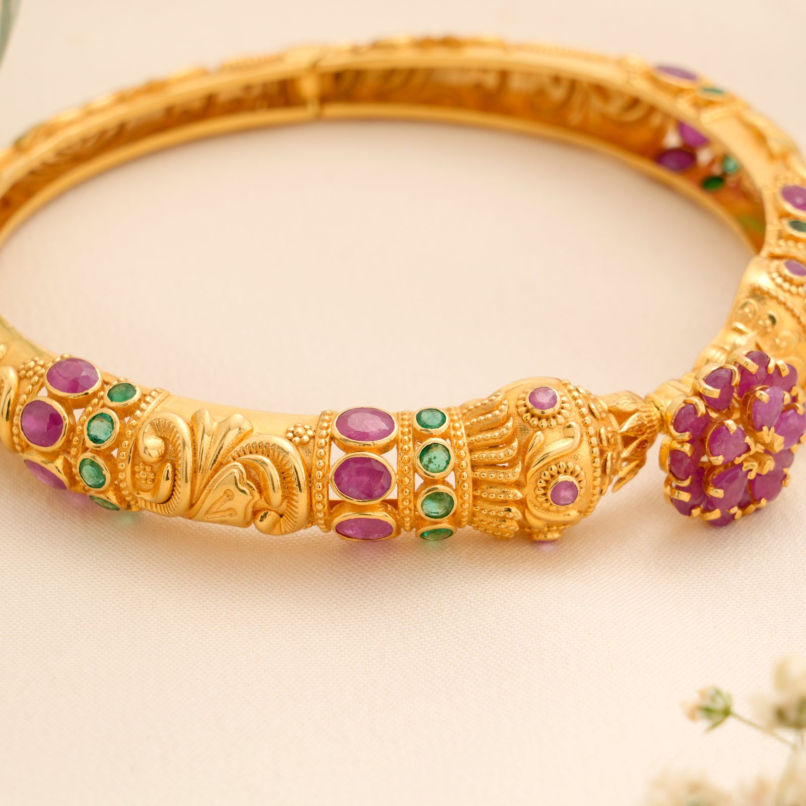 Traditional Temple Stone Gold Kada