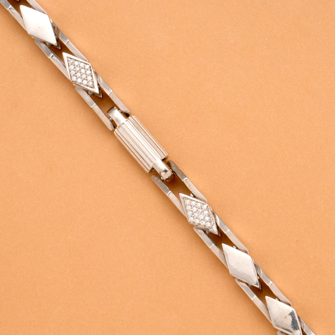 Bold Look Kite Cut Men's Silver Bracelet