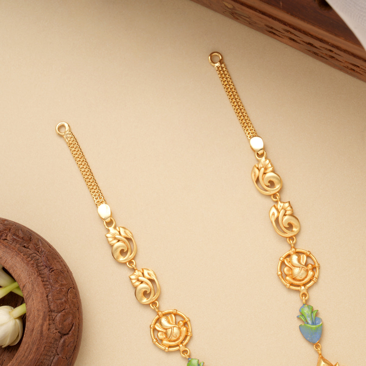 Blossom Lakshmi with Kalasam Design Golden Necklace