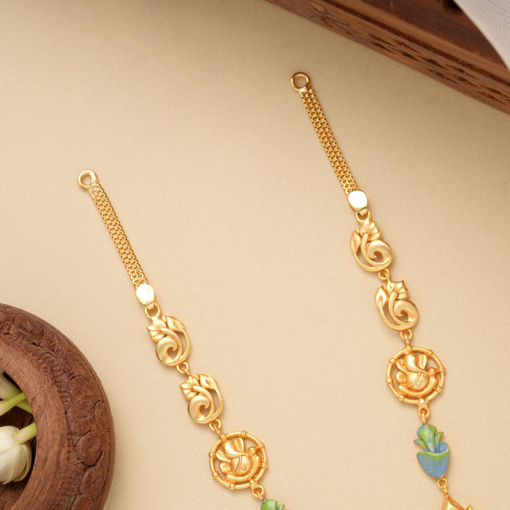 Blossom Lakshmi with Kalasam Design Golden Necklace