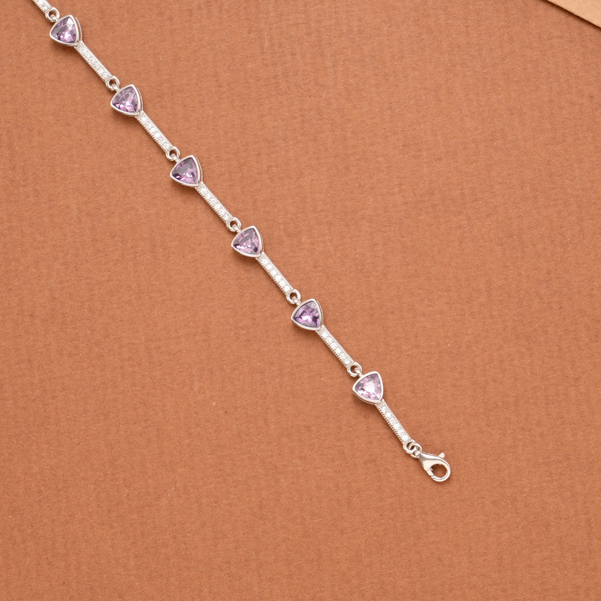 Charm Purple Triangular Stone Silver Women’s Bracelet