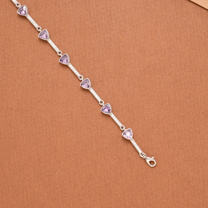 Charm Purple Triangular Stone Silver Women’s Bracelet