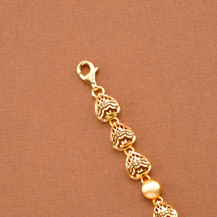 Circle Heart Shape Casting Golden Bracelet