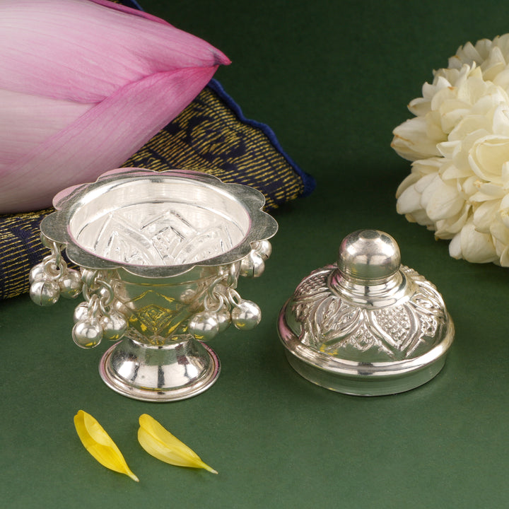 Silver Kumkum Chimil With Bells
