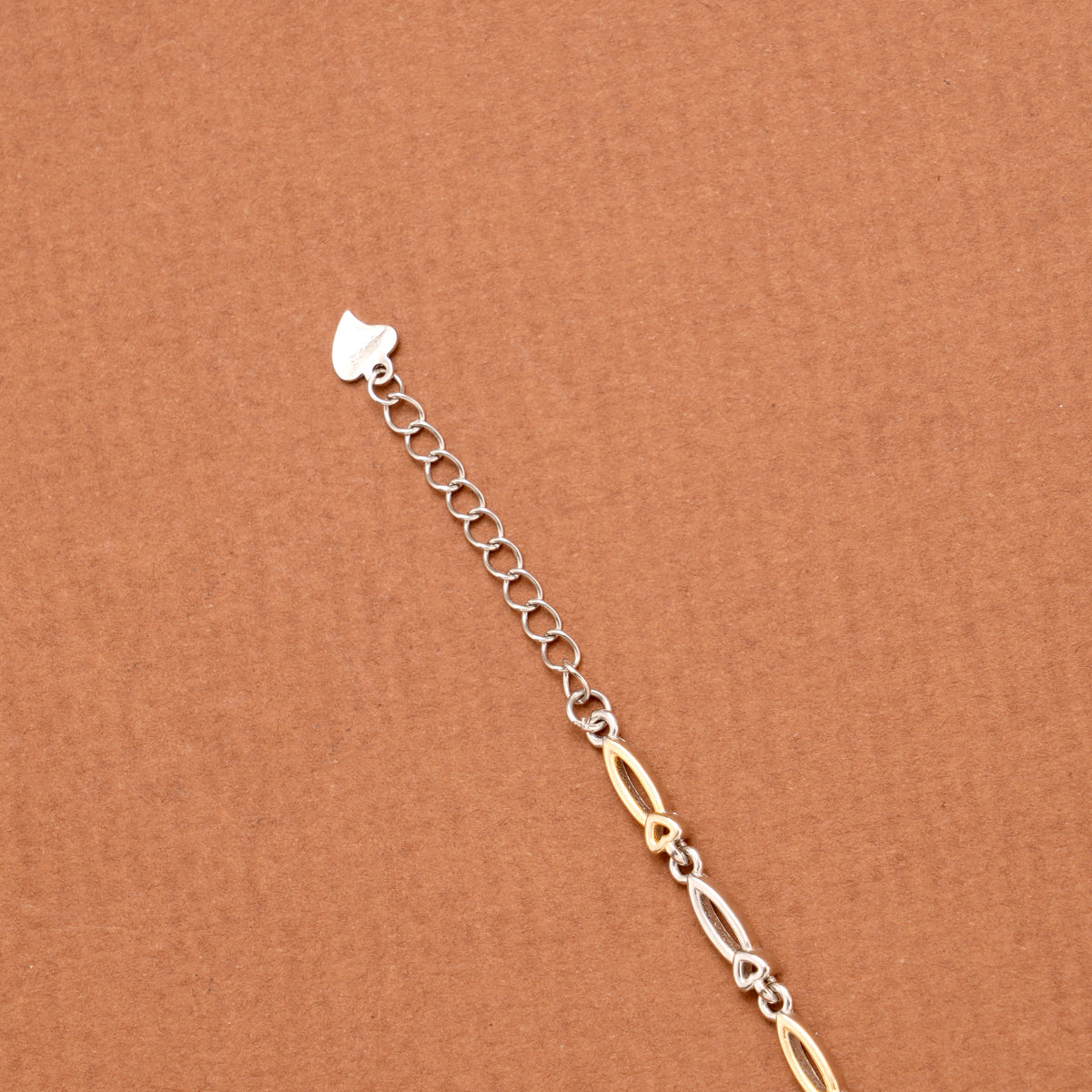 Stylish Dual Tone Heart Charms Silver Bracelet