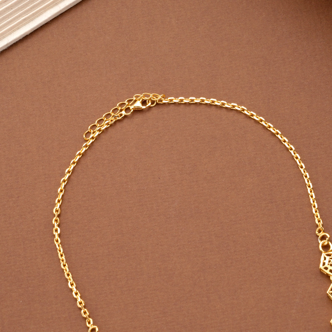 Ruby Stone Drops Casting Golden Necklace Set