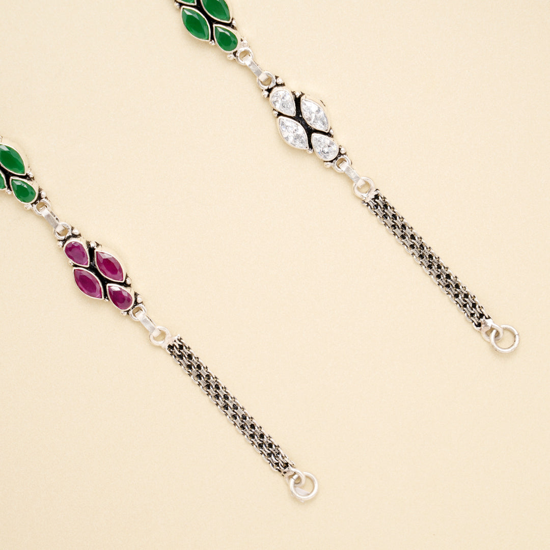 Floral Radiance Silver Anklet