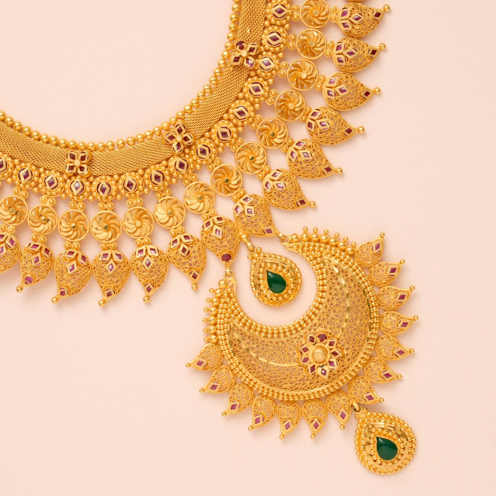 Traditional Gold Haram with Emerald Drop
