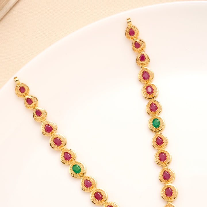 Heritage Ruby Emerald Round Necklace Set