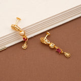 Ruby Stone Drops Casting Golden Necklace Set
