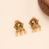 Antique Peacock Emerald Pendant Golden Necklace Set