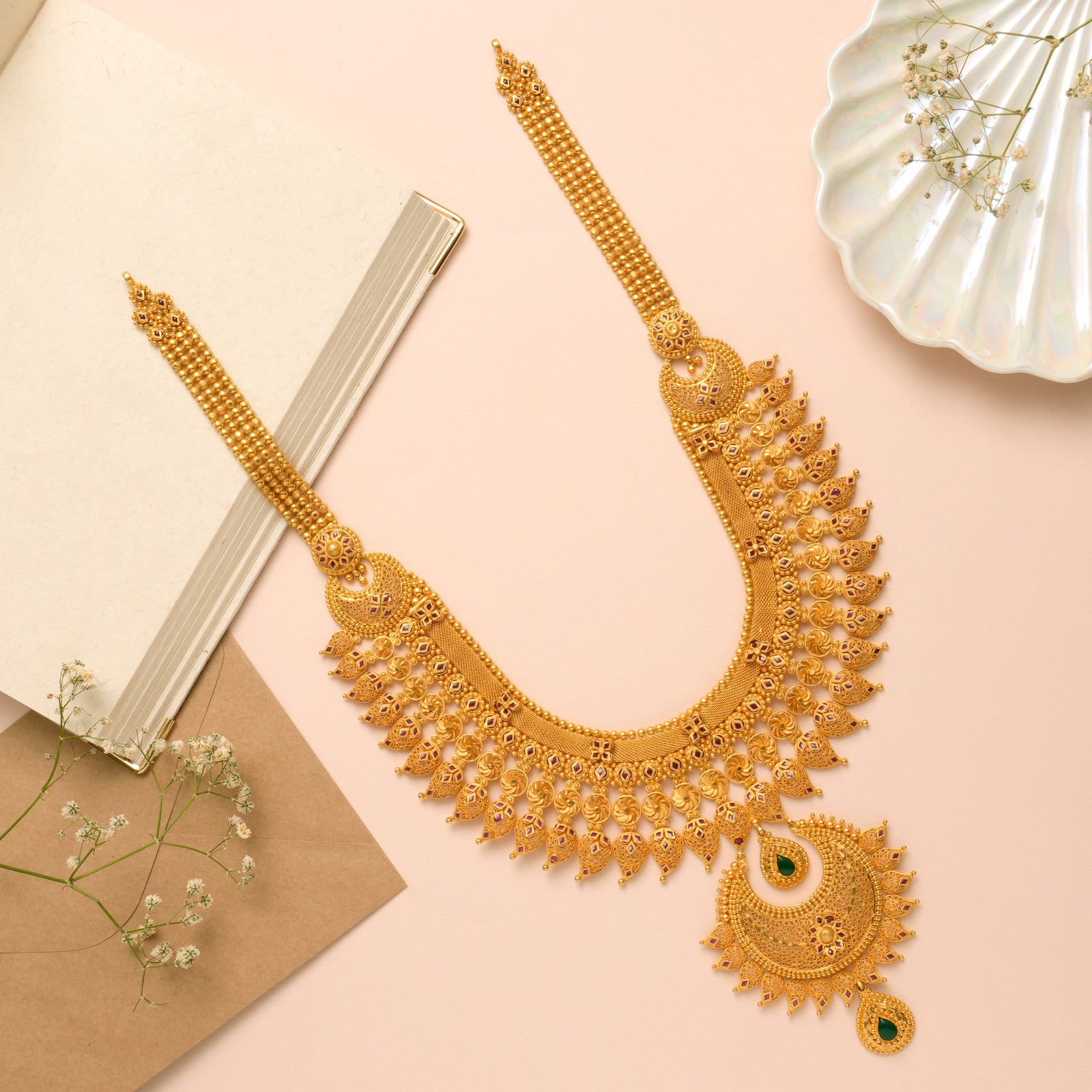 Traditional Gold Haram with Emerald Drop