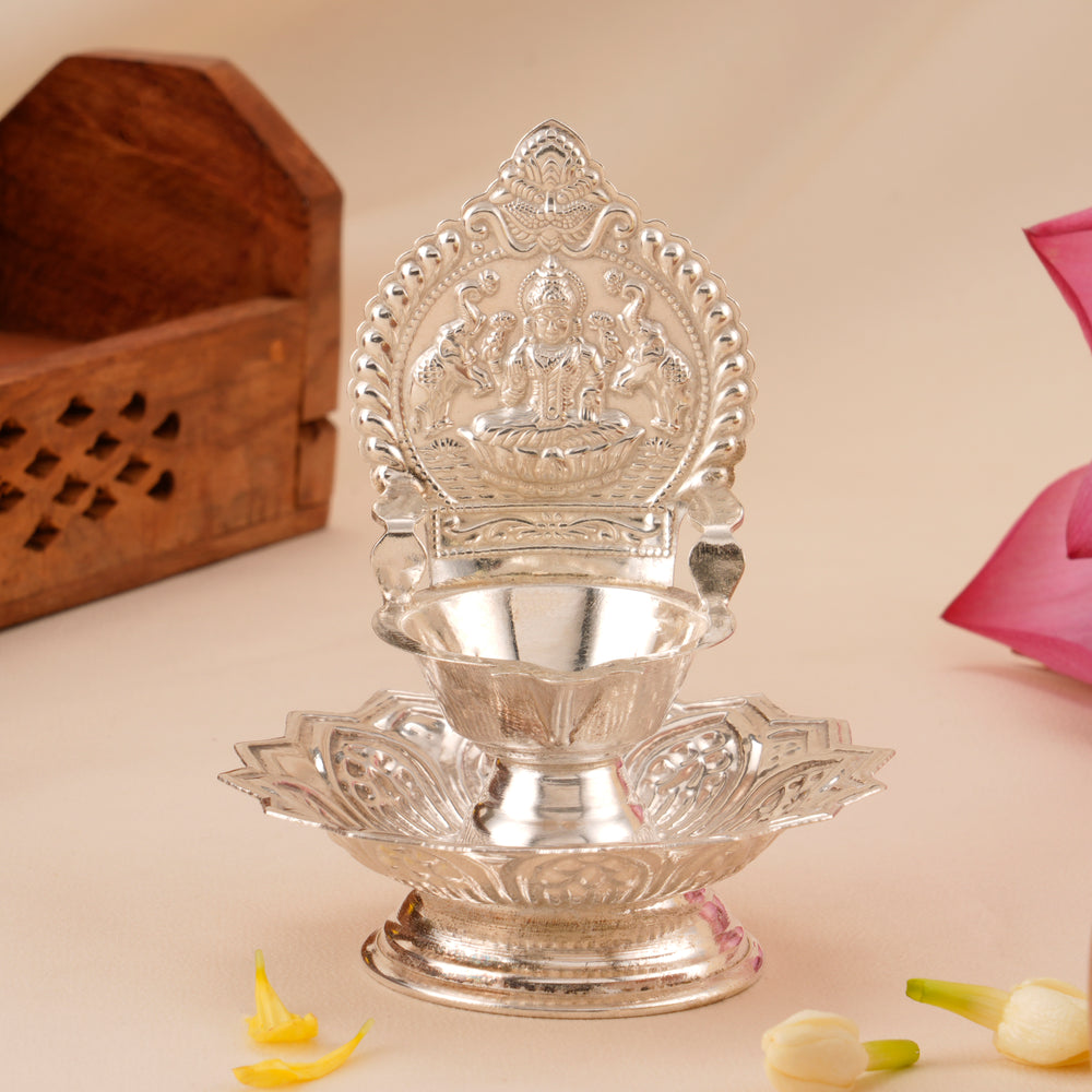 Traditional Lakshmi Silver Vilakku