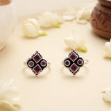 Royal Ruby Antique Floral Silver Toe Ring