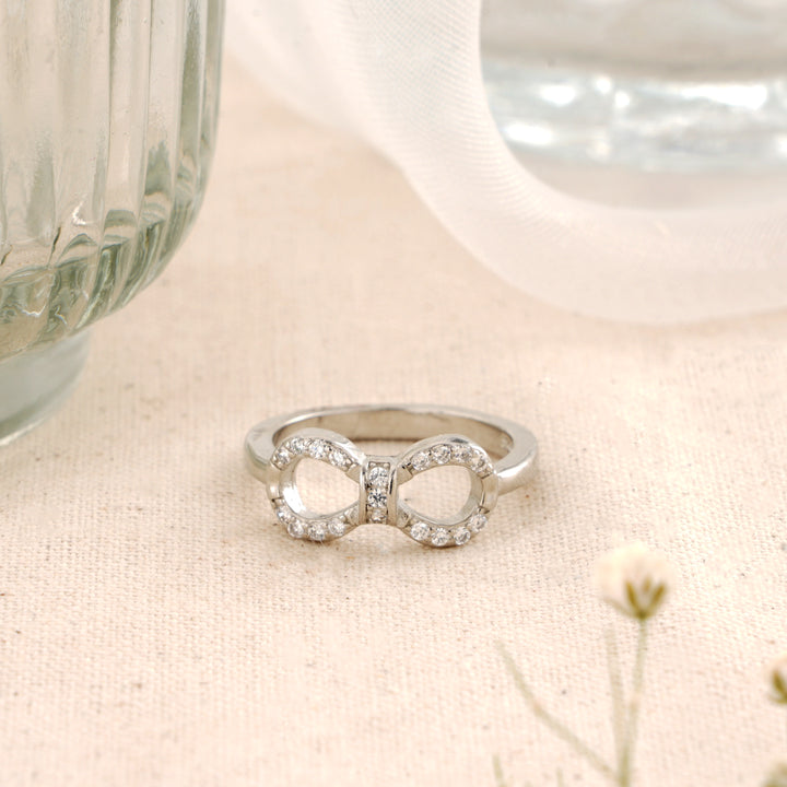 Infinity Design with White Stone Ring