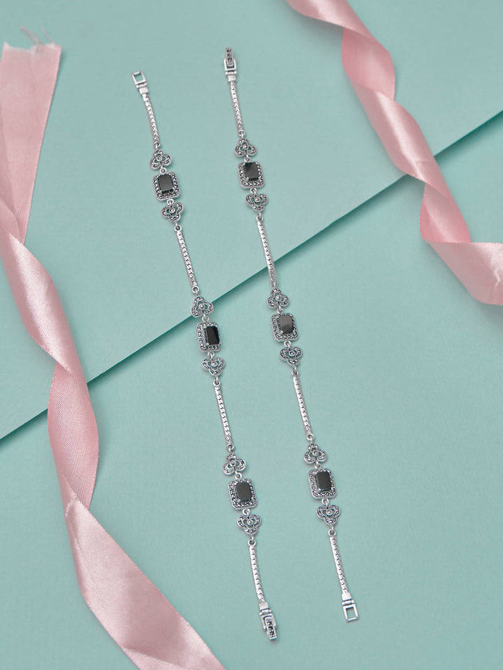 Royal Black Stone Fancy Anklet