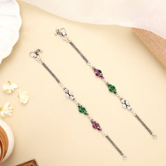 Floral Radiance Silver Anklet