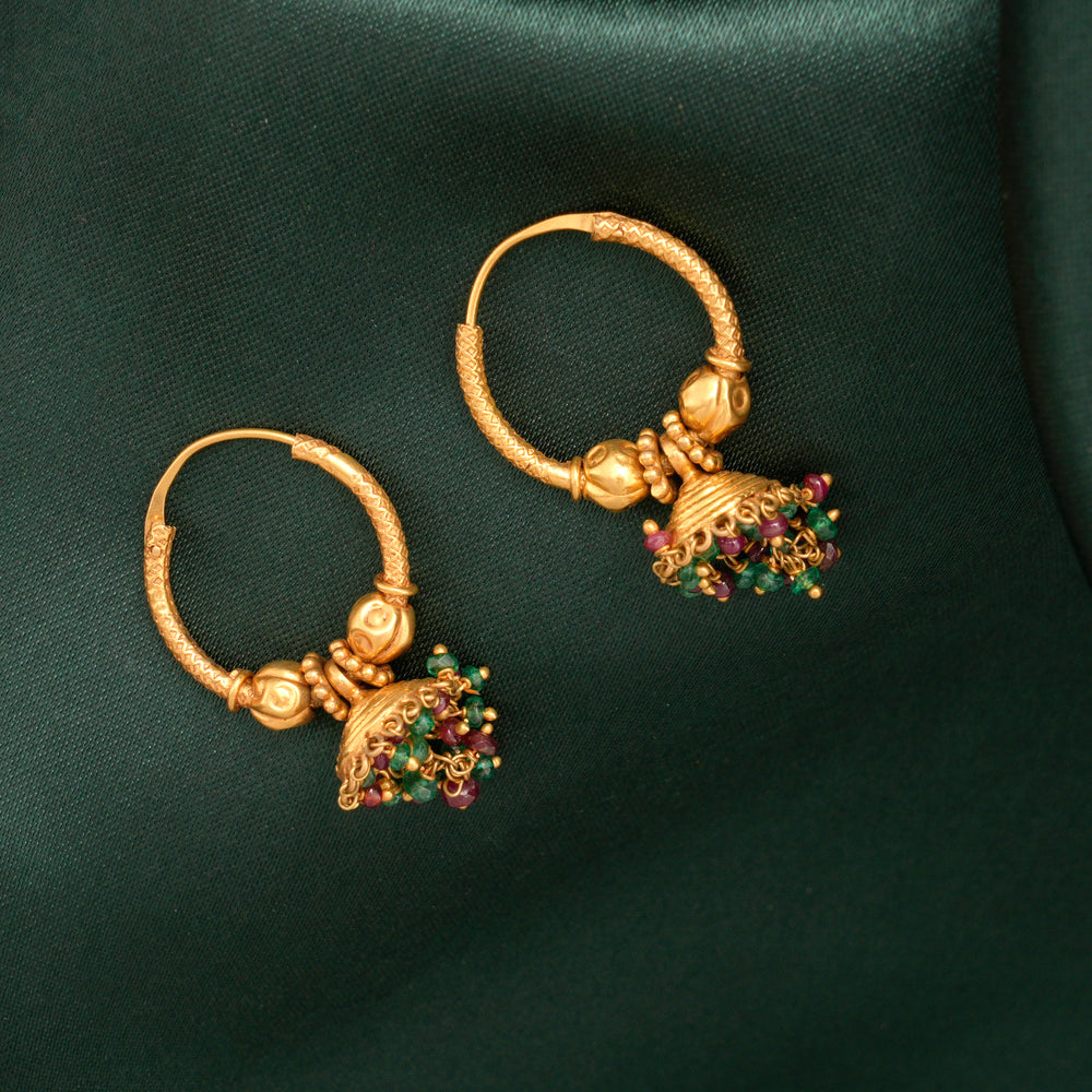 Traditional Jhumka Hoop Gold Earrings