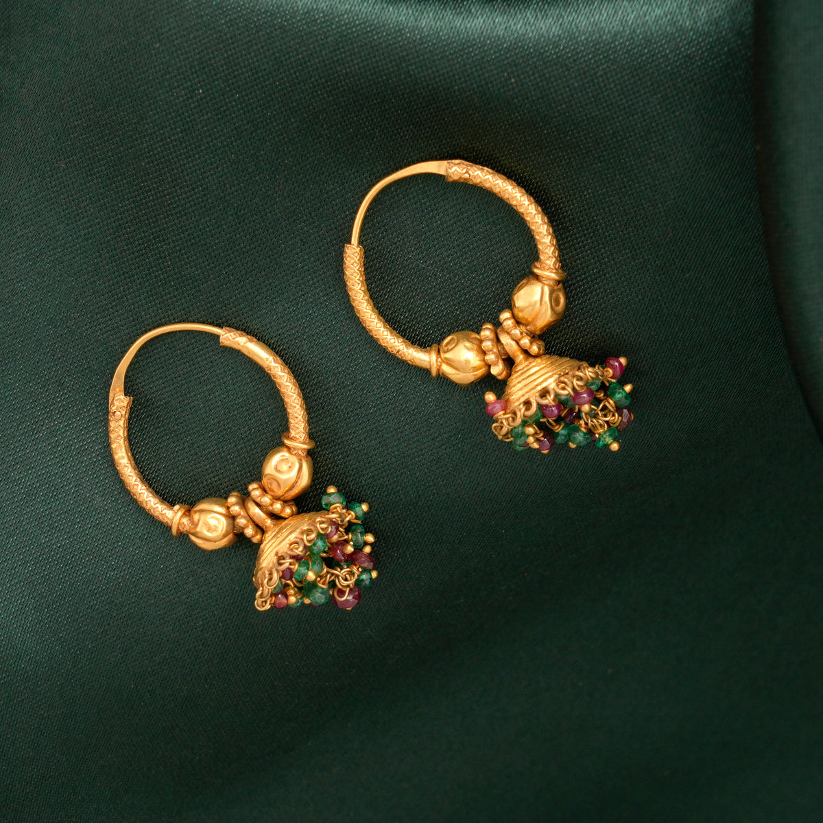 Traditional Jhumka Hoop Gold Earrings