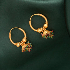 Traditional Jhumka Hoop Gold Earrings
