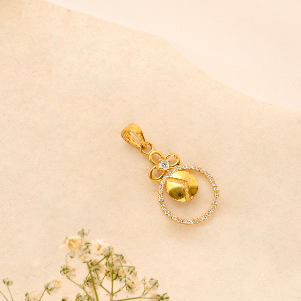 Elegant Floral Circle Golden Pendant