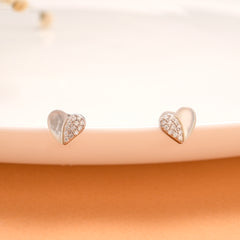 Dual Shape Heart Silver Stud