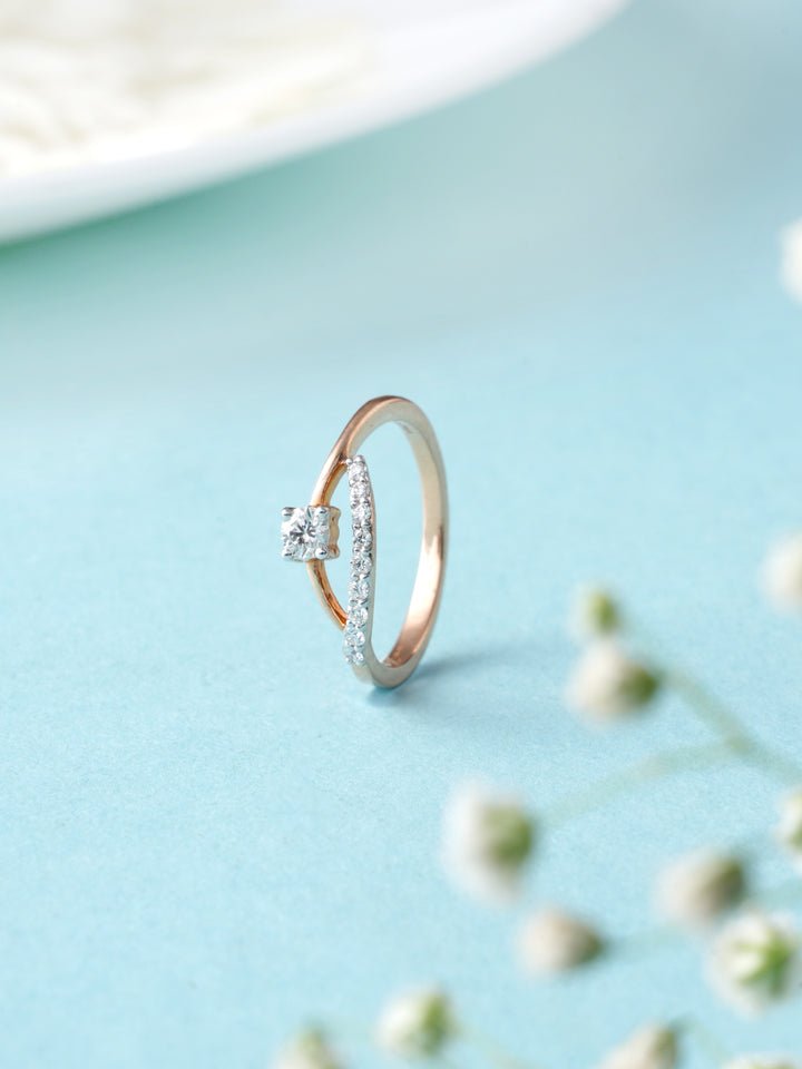 Rose Gold Diamond Abstract Ring