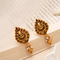 Lakshmi Ruby Teardrop Pearl Golden Jhumka