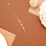 Stylish Dual Tone Heart Charms Silver Bracelet