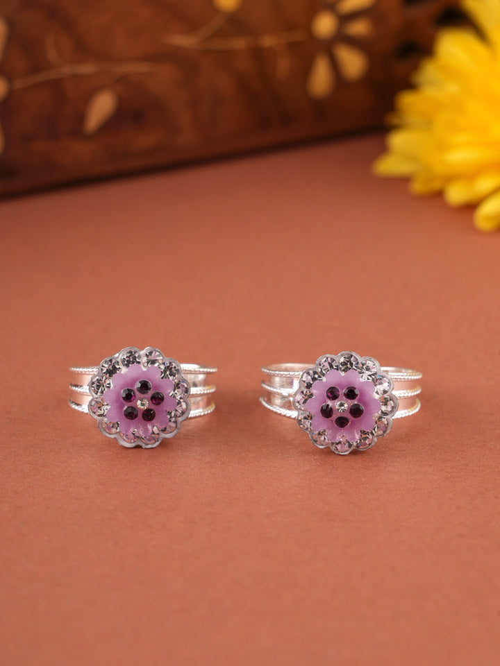 Purple Colour Crystal Fancy Silver Metti