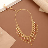 Ruby Stone Drops Casting Golden Necklace Set