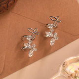 Crystal Butterfly Silver Ear Crawlers Stud
