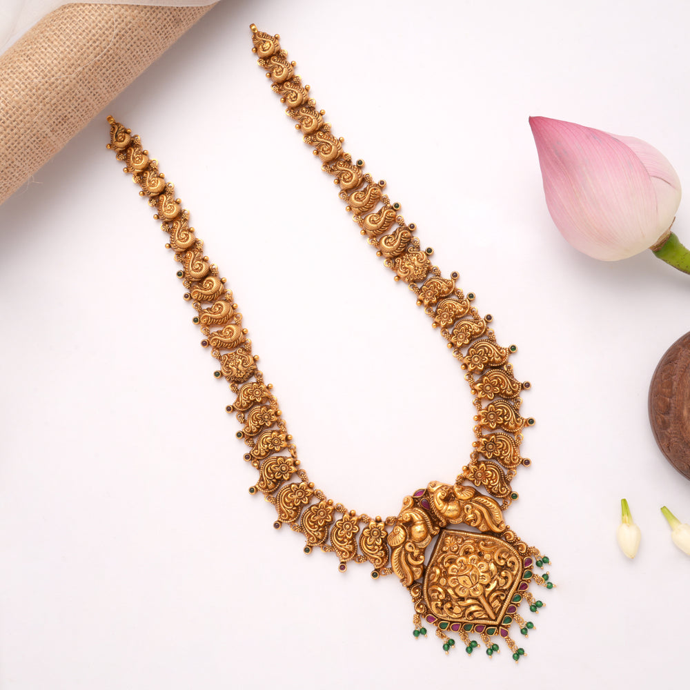 Premium Peacock Design Green Drops Golden Haram