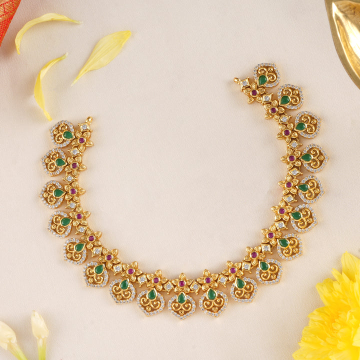 Glamorous Double Floral Drop Necklace