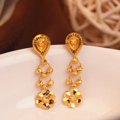 Gold Small Floral Danglers with Bead Links