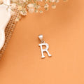 Elegant R with Stone Alphabet Silver Pendant