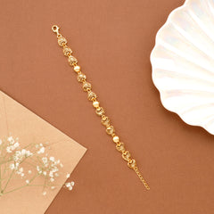 Circle Heart Shape Casting Golden Bracelet