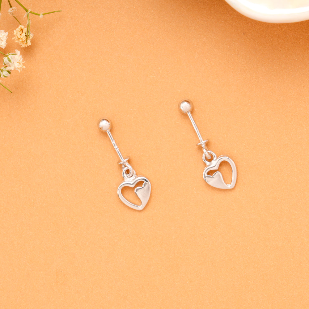 Half Heart Love Silver Koppu Earrings