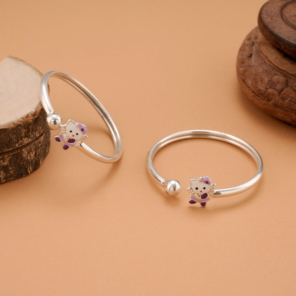 Sweet Kitty Princess Silver Baby Bangle